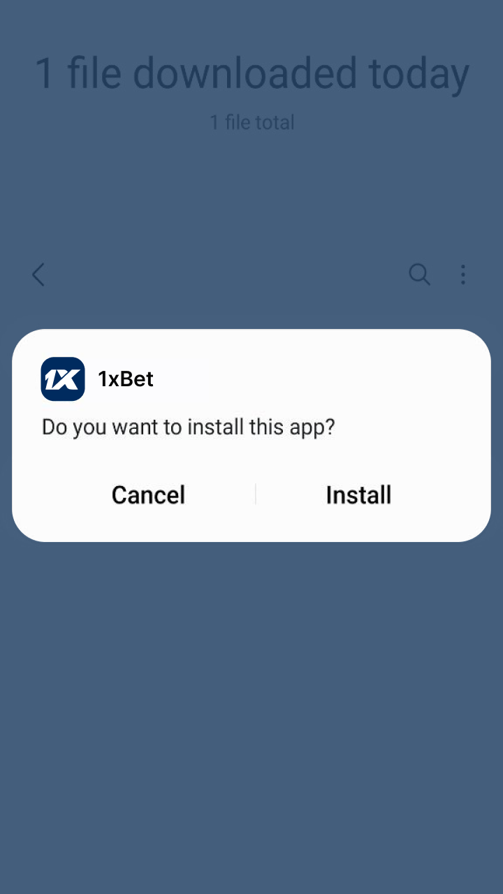 Open the APK file and install 1xBet casino official app.