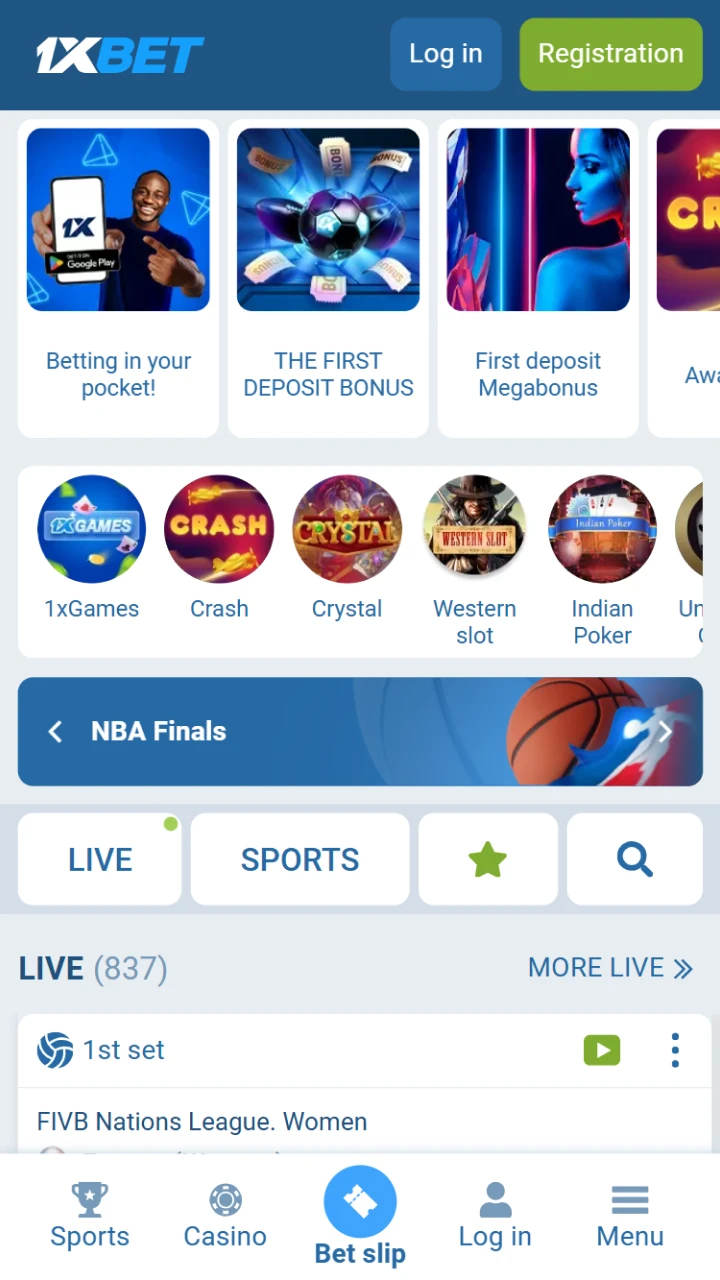 Open official 1xBet website to get Android app for your phone.