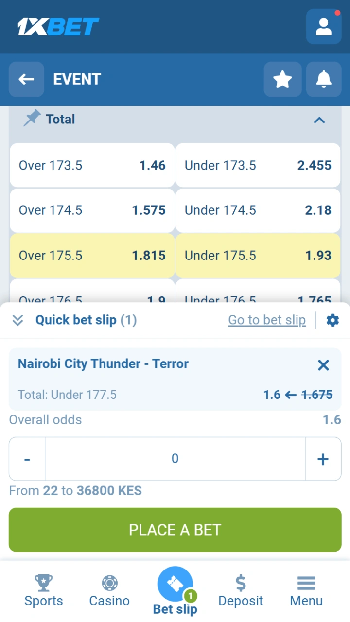 Place your sport bet and confirm your choice at 1xBet.