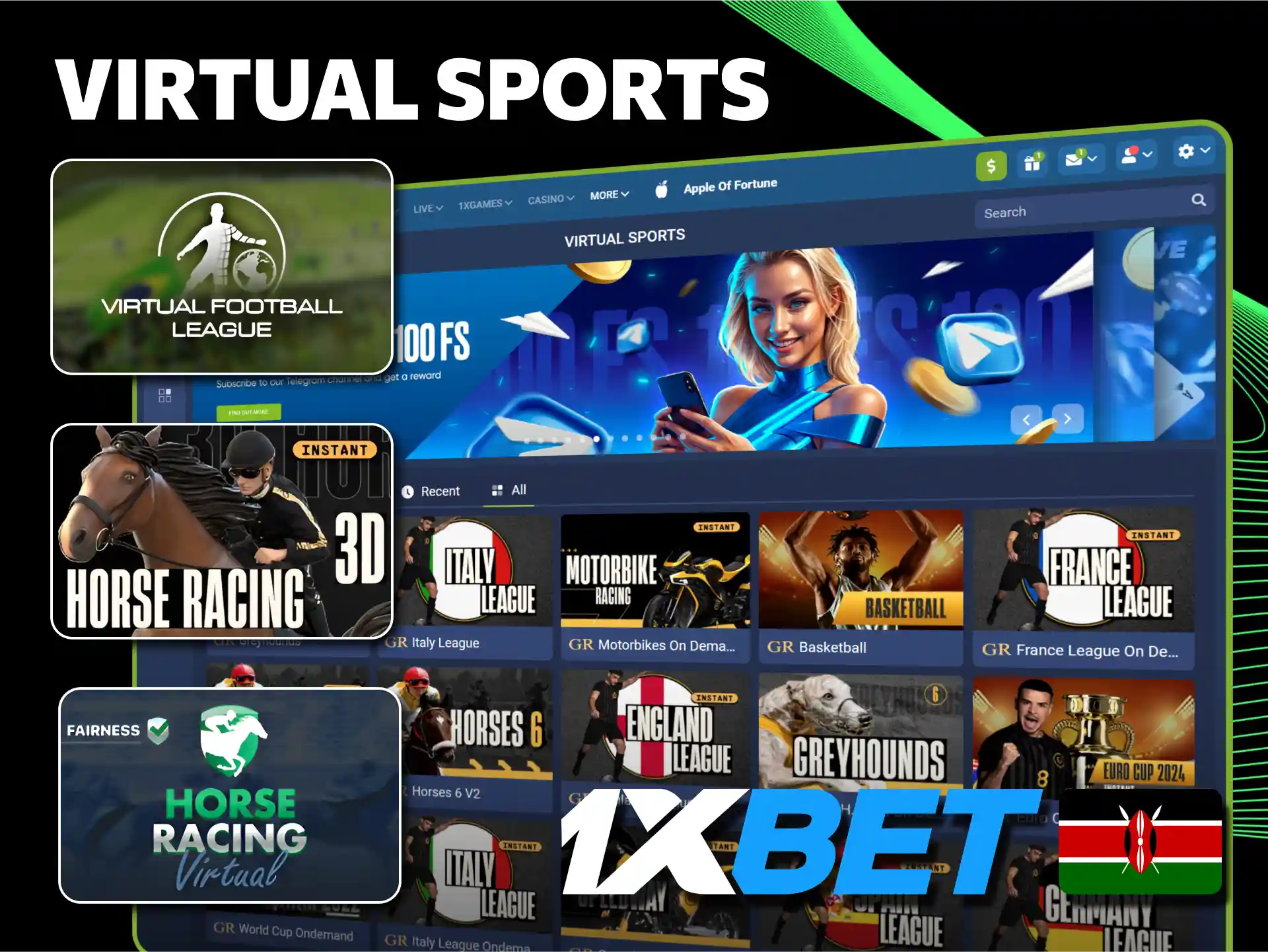 Enjoy animated horse racing and virtual sports at 1xBet official.