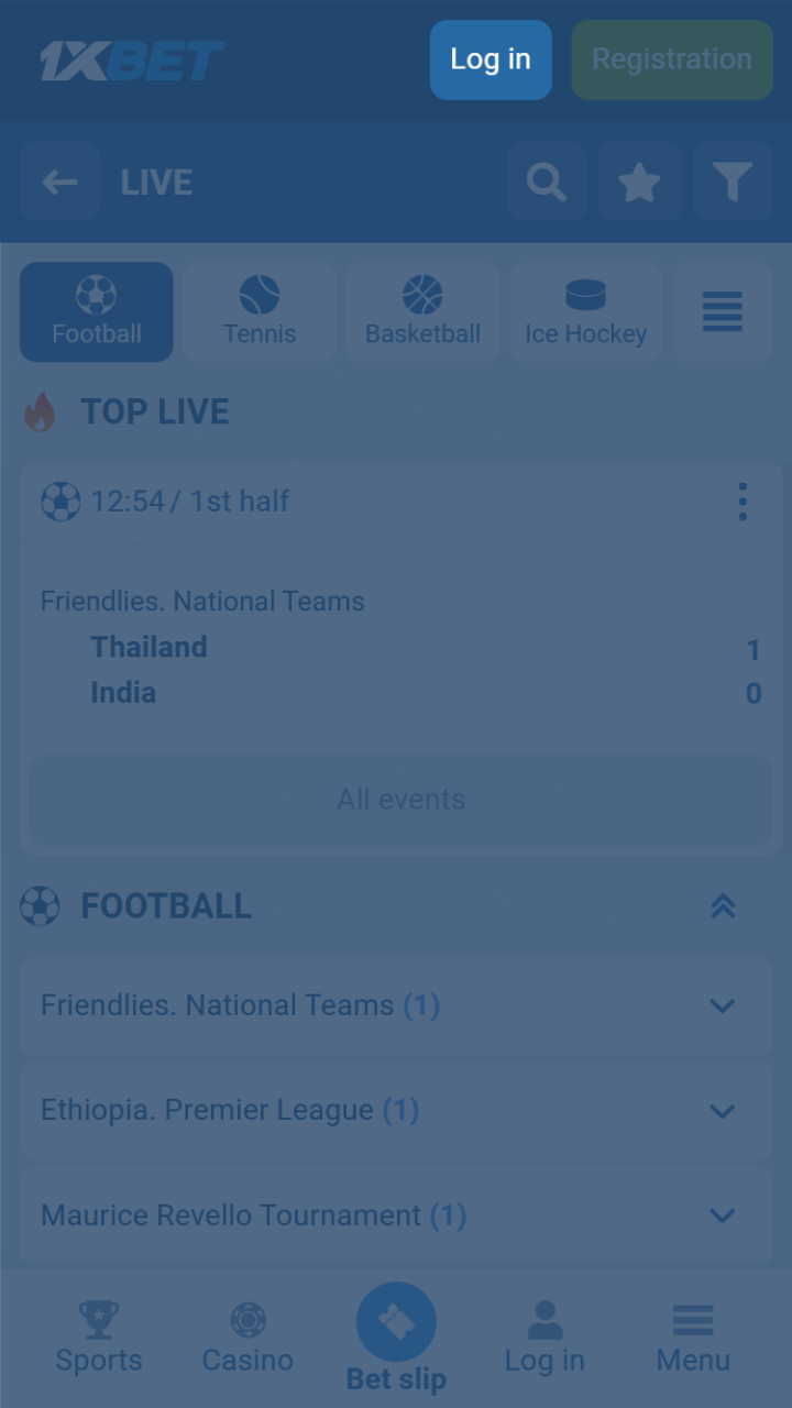 Click 1xBet register button to start yout registration process