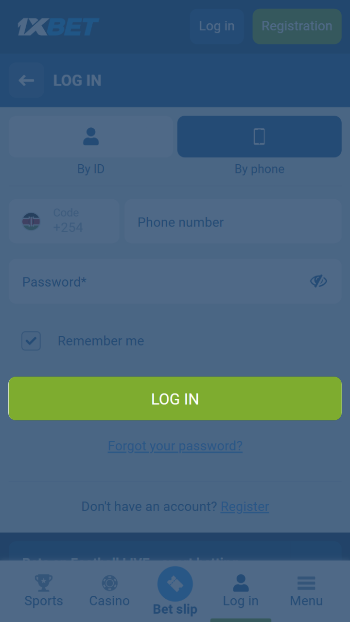 Complete the registration and create a new accout at 1xBet.