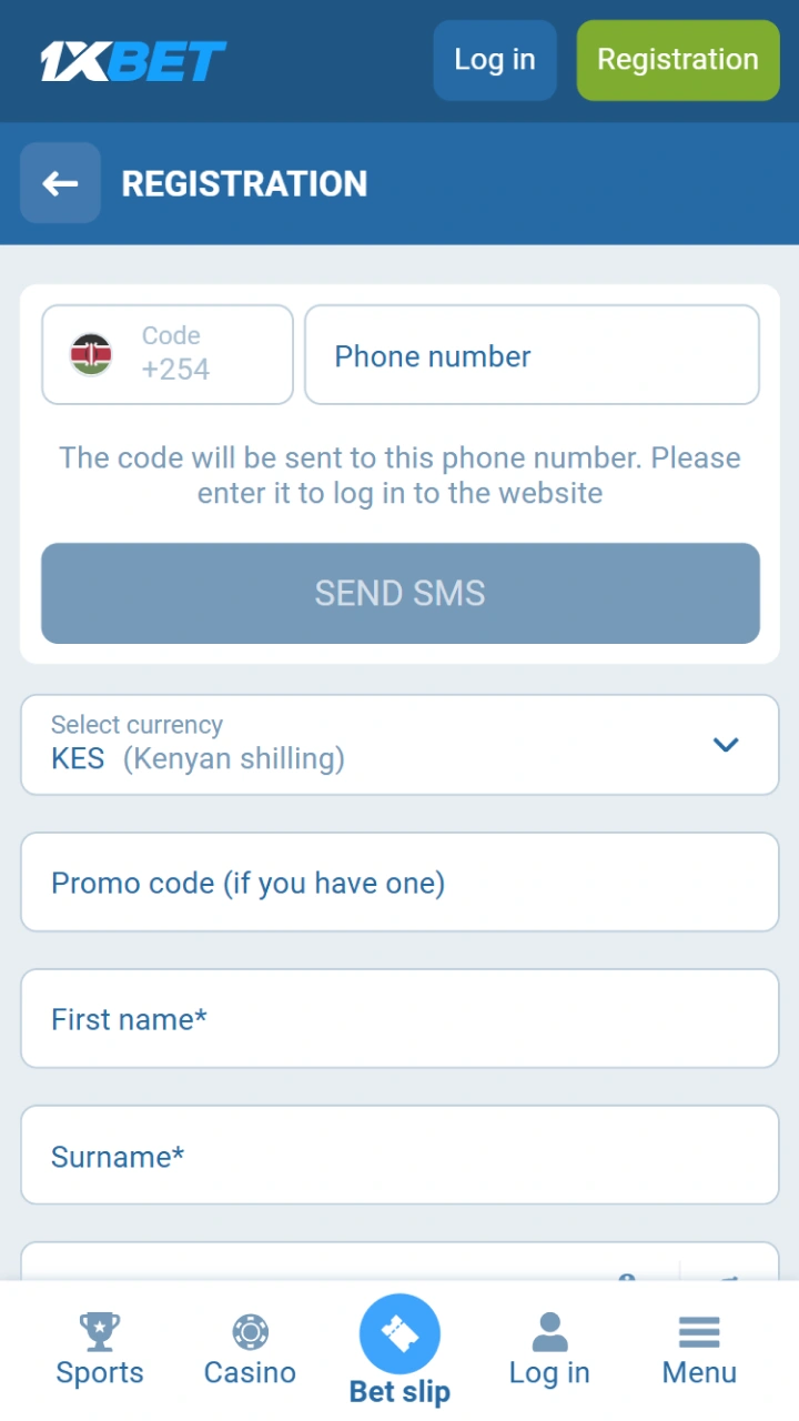 Complete the registration and create a new accout at 1xBet.
