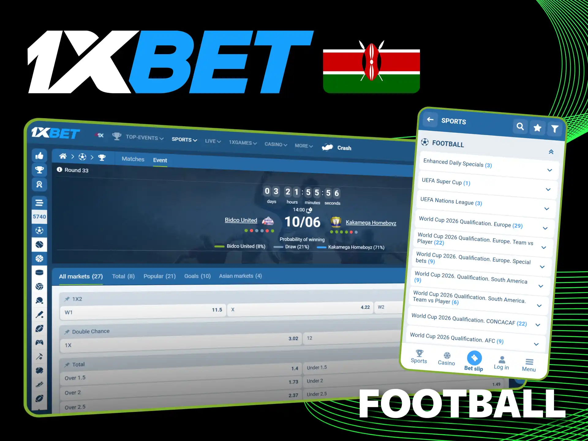 Enjoy Kenyan Premier League odds at 1xBet official betting platform.