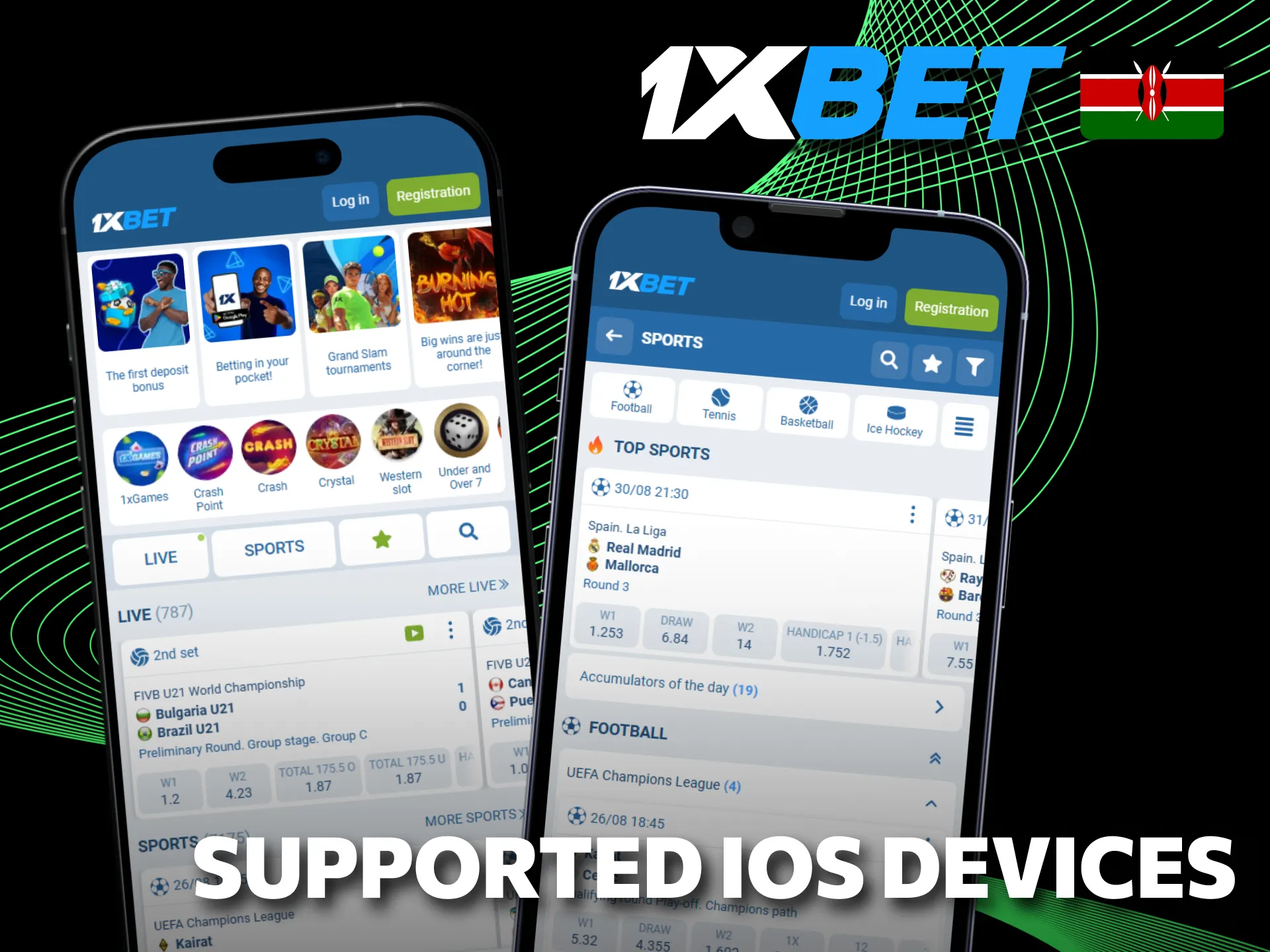 Supported iOS devices allow smooth use of the 1xBet app.