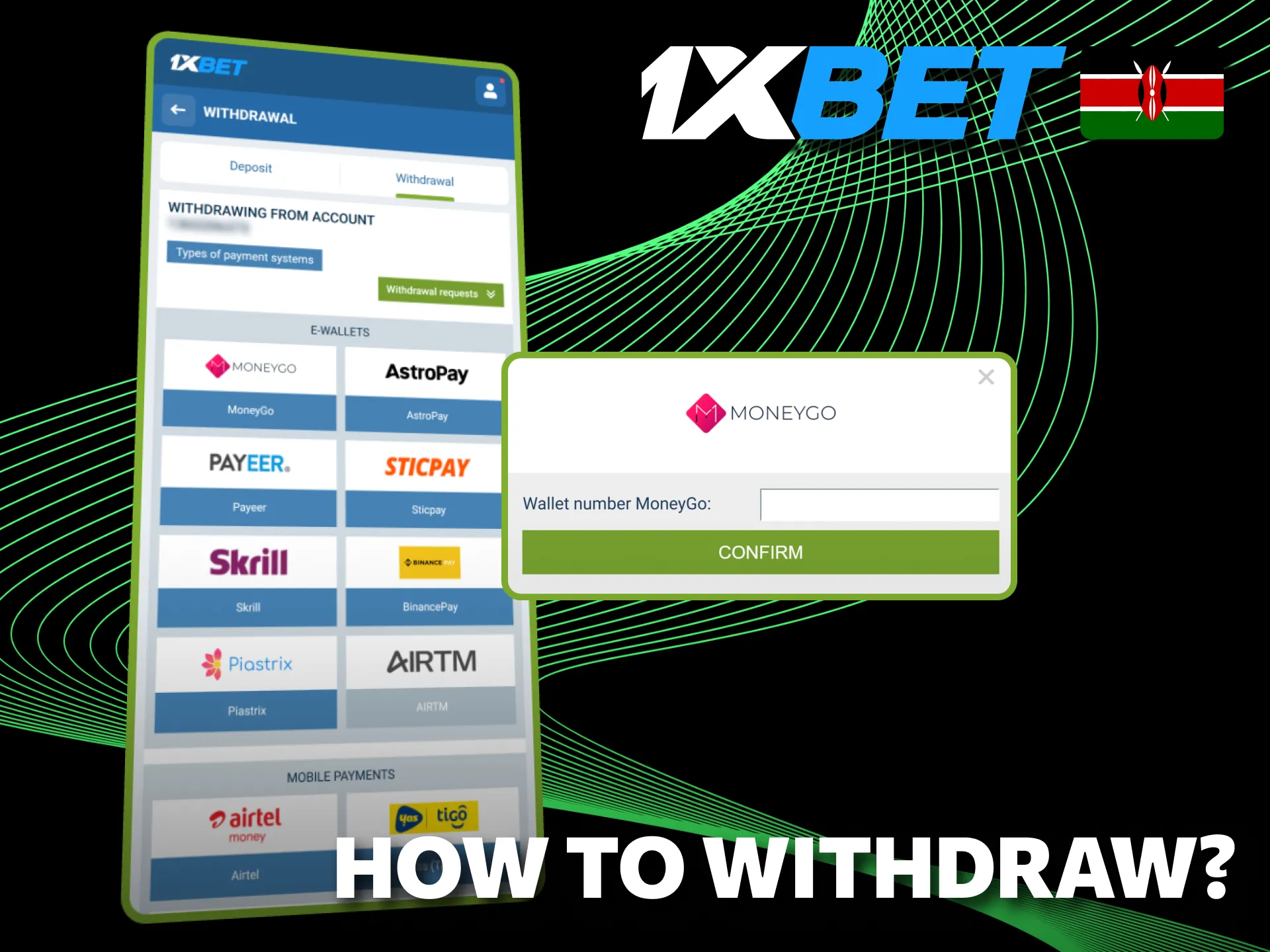 How to withdraw money is guided in the 1xBet app.