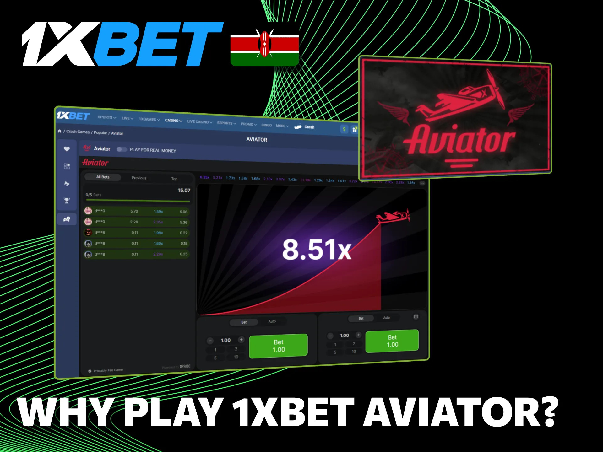 1xBet Aviator is popular among players from Kenya daily.