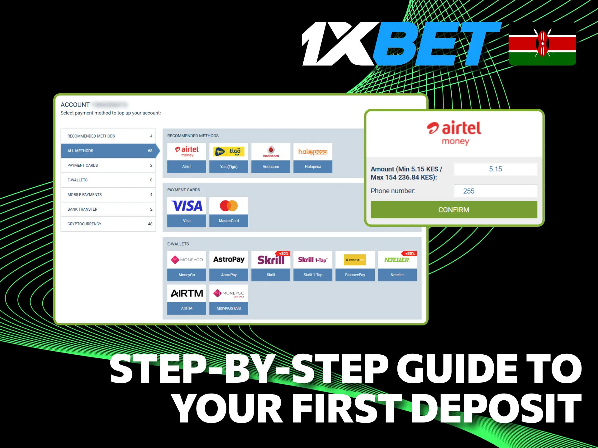 1xBet provides a step by step deposit guide for Kenyan users.