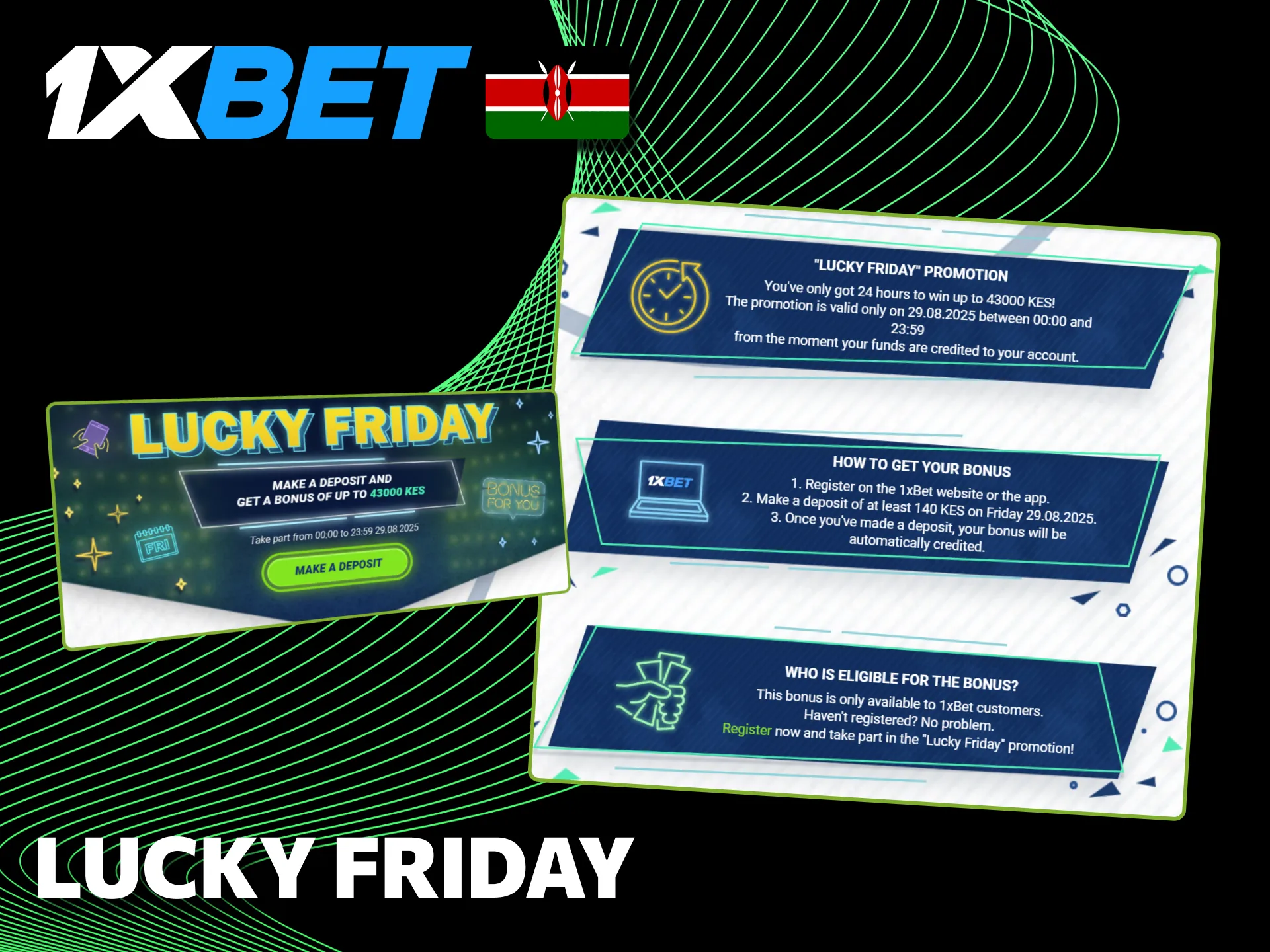 Lucky Friday promotions bring Kenyan players huge rewards on 1xBet.