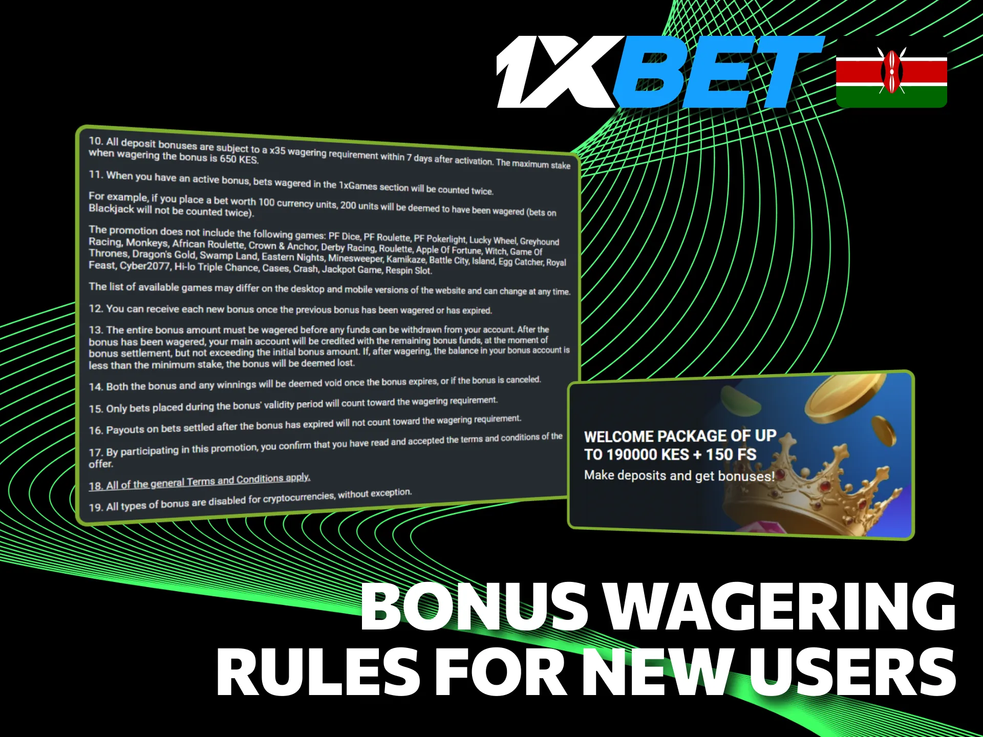1xBet sets clear wagering conditions for new customer bonuses.