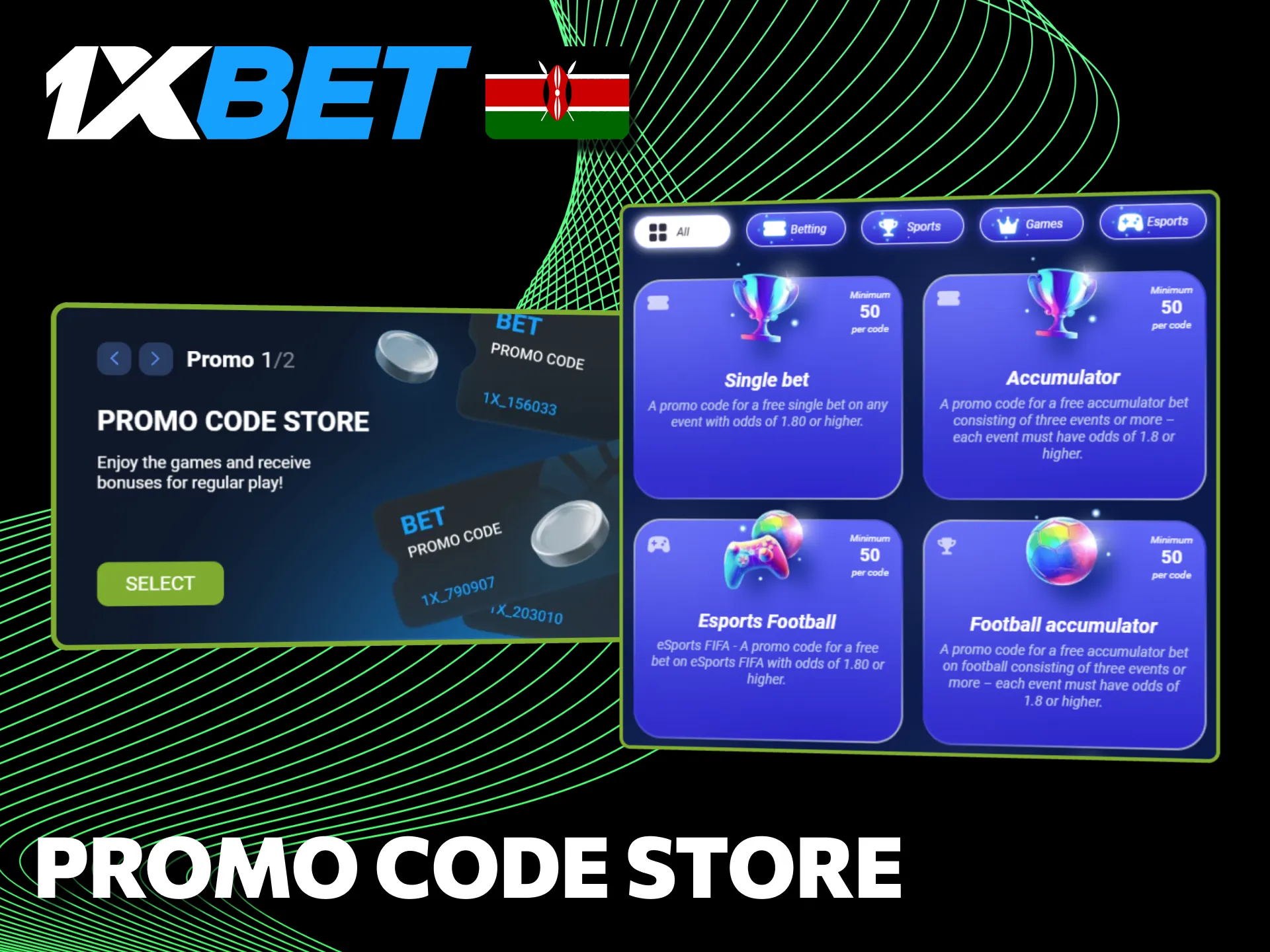 Exclusive promo code shop rewards are always available on 1xBet.