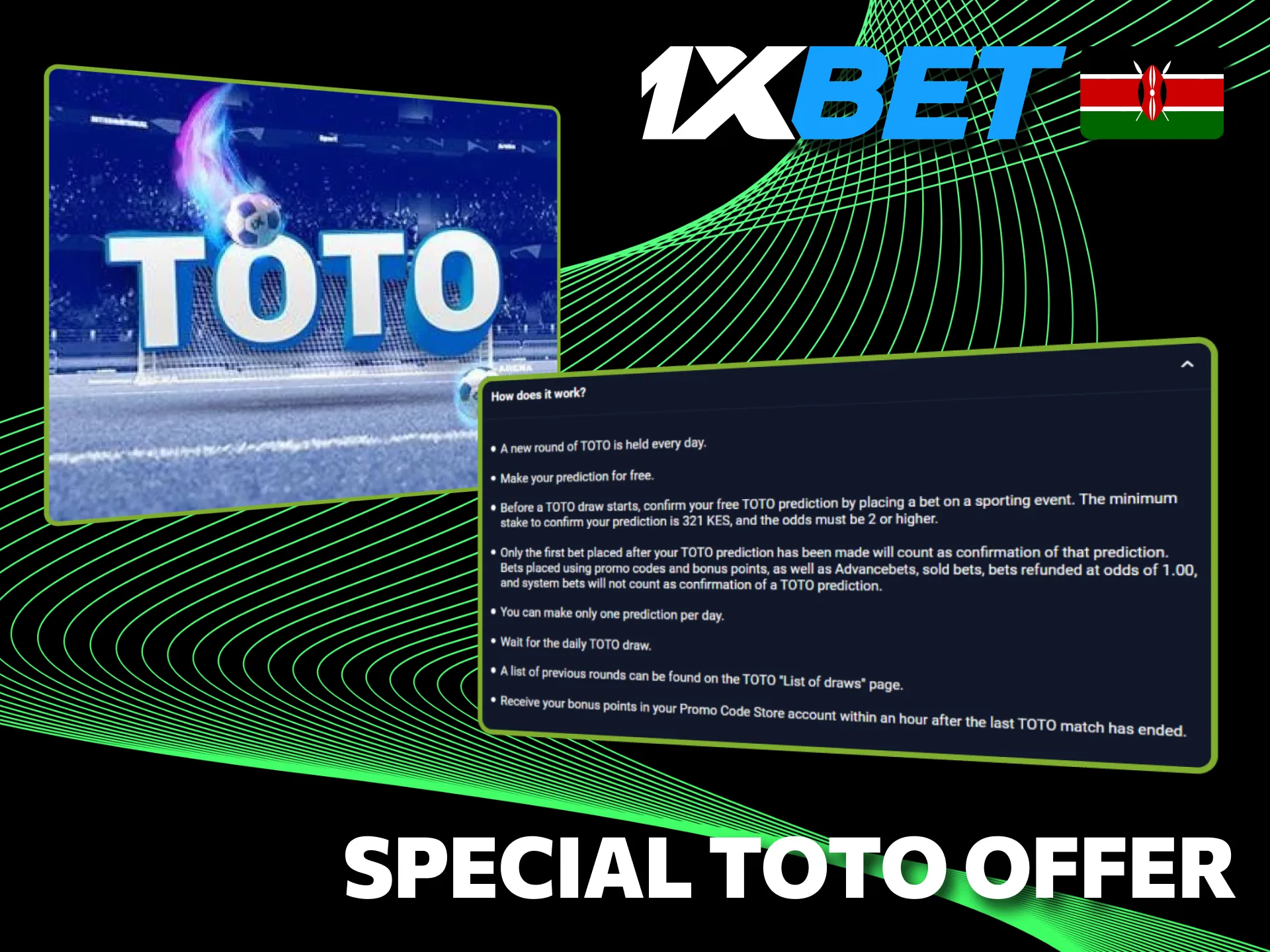 Special TOTO opportunities are offered through 1xBet to active users.
