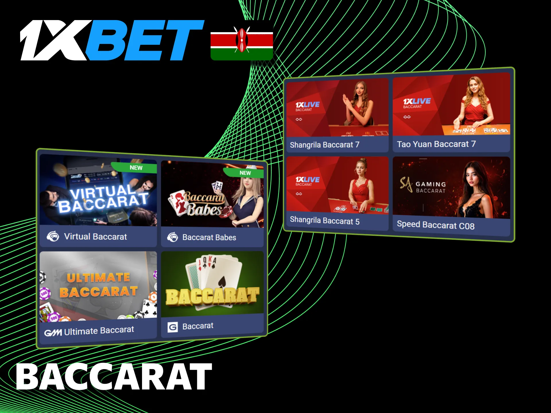 Baccarat tables at 1xBet Kenya deliver a premium live gaming experience.