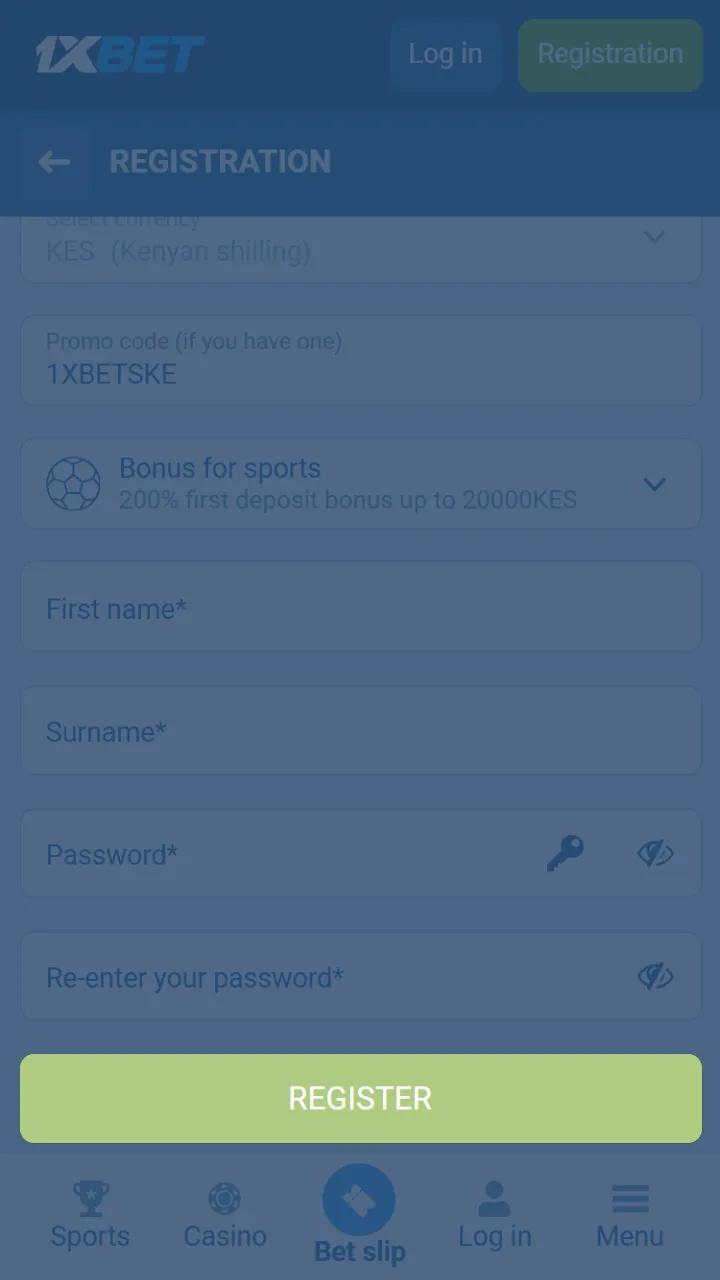 Complete registration on 1xBet to start betting.