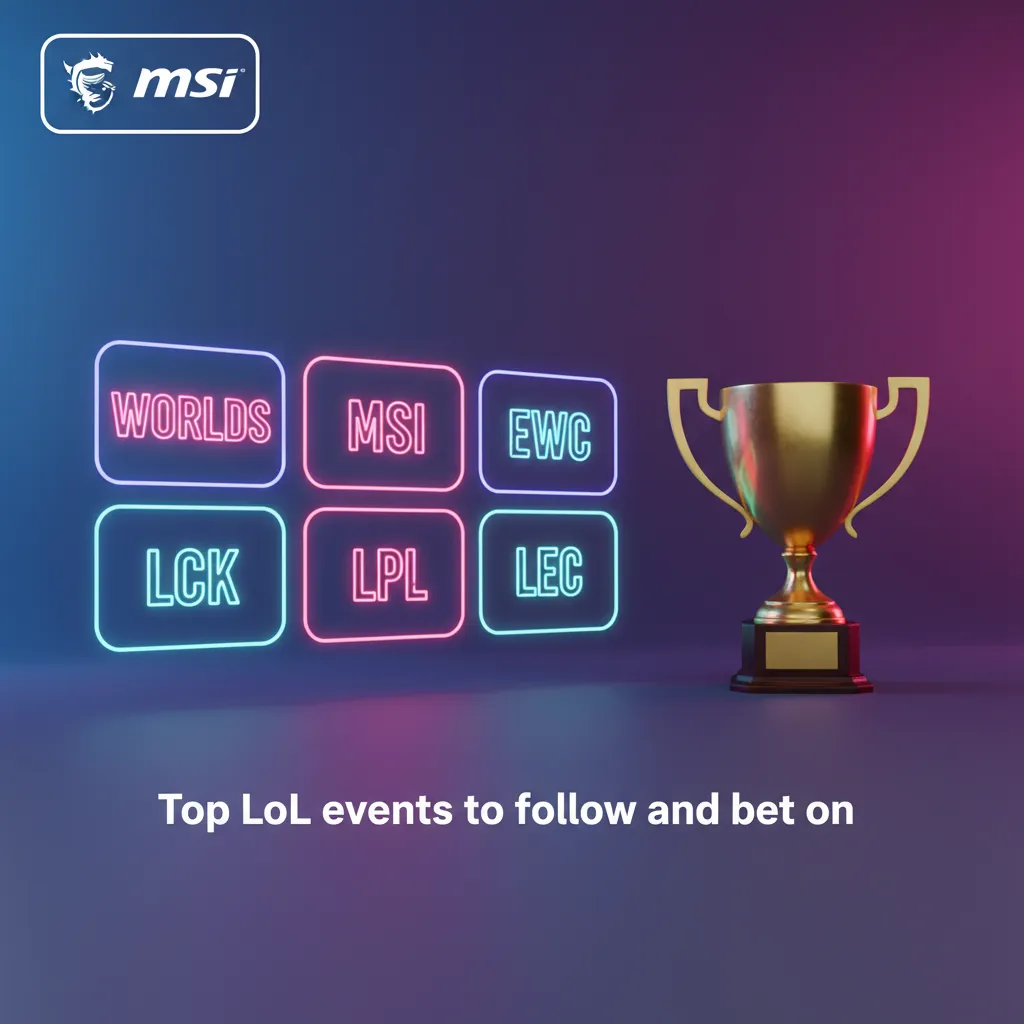 Top LoL events to follow and bet on: Worlds, MSI, EWC, LCK, LPL, LEC.