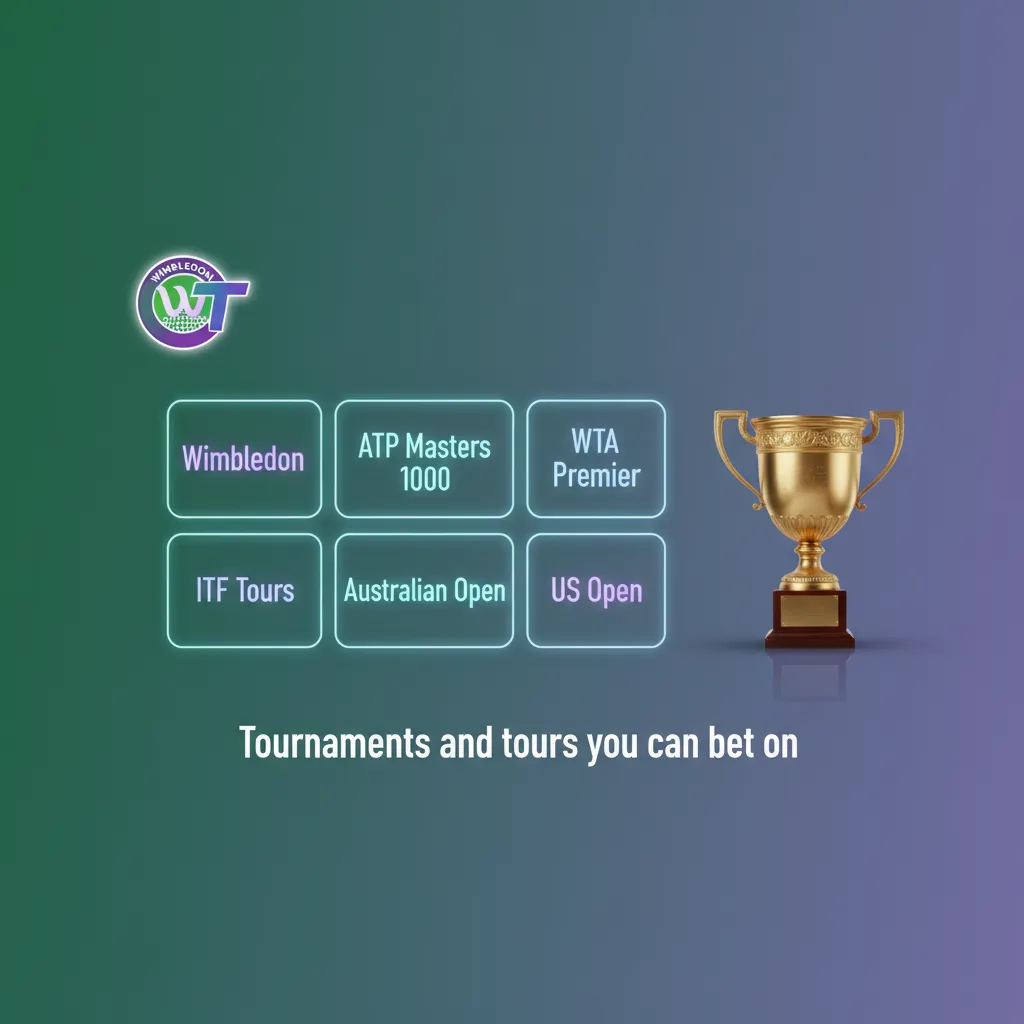 Tennis betting menu with Grand Slams, ATP/WTA Masters & Finals, Davis Cup, BJK Cup, plus Challenger and ITF events