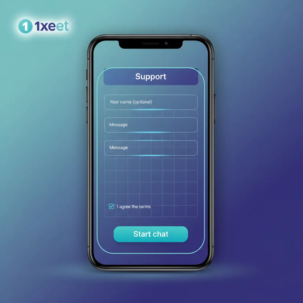 1xbet app support screen: 24/7 live chat, support@1xbet.com email, and in-app Help Centre with FAQs.